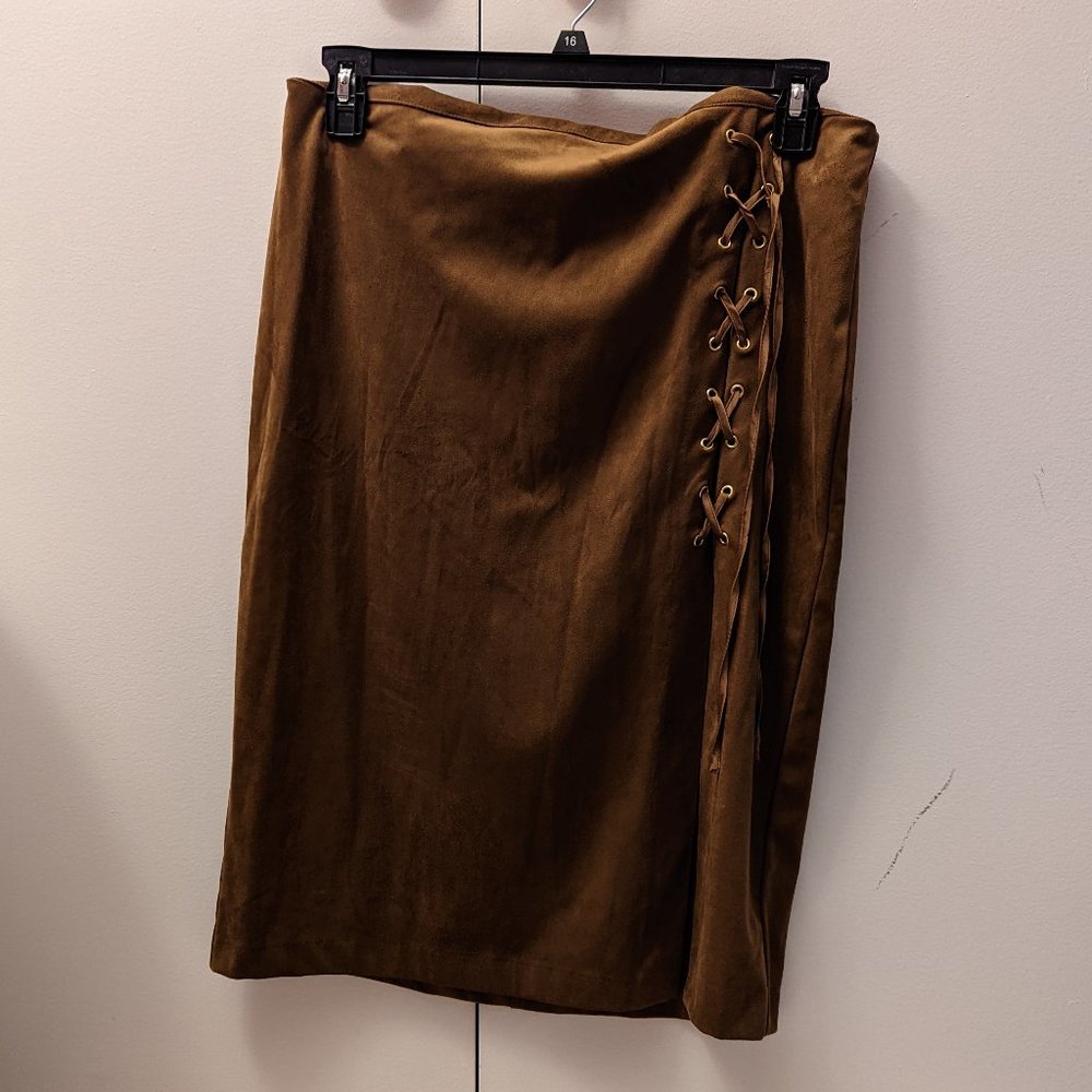 NWT - Faux Suede Lace-up Skirt